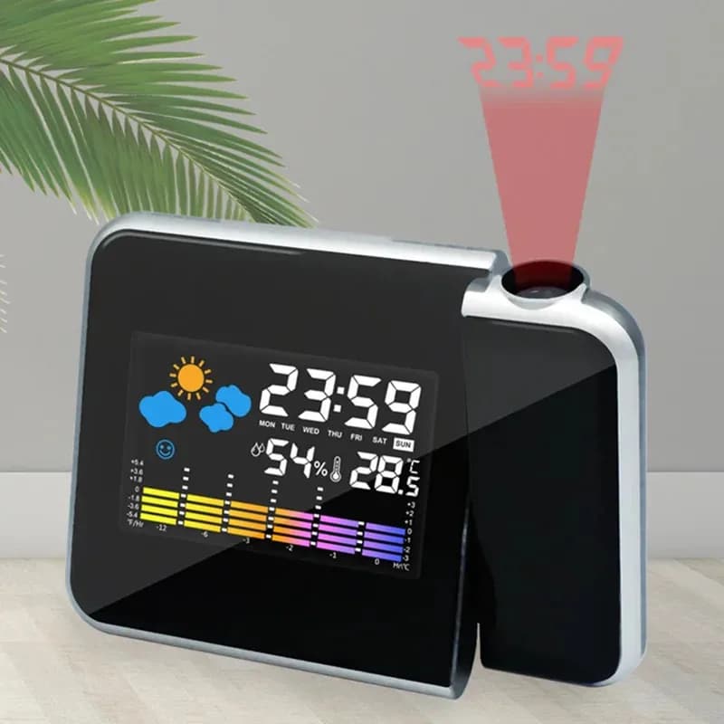 LEDRotating projection color screen Digital Projection Electronic Clock Color display Alarm Clock Home Desktop Decoration