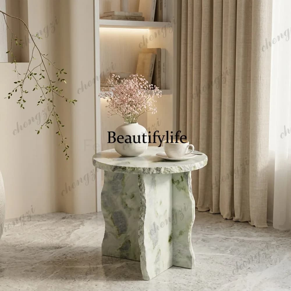 Italian high-grade natural marble round broken edge living room designer corner table