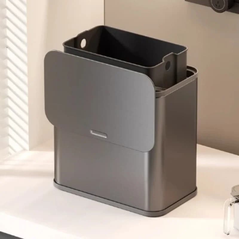 Kitchen trash can, wall-mounted, no-bend food waste cupboard