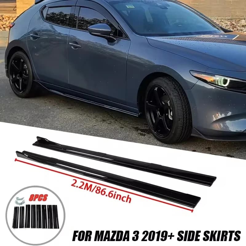 For Mazda3 MK4 Sedan Diffusers Accessories 2019+ Side Skirts Extension Rocker Panels Lip Bumper ABS 8pcs