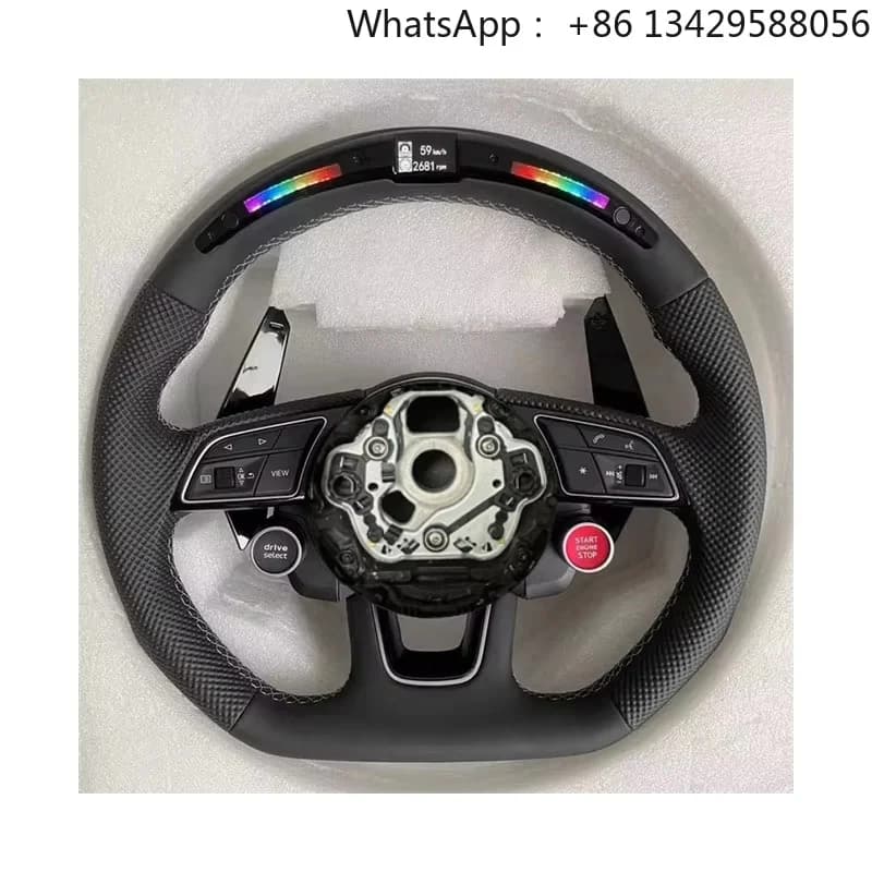Leather Steering Wheel for Audi A4L A6L Q8 A3 A4 B9 A5 B8 A6 C7 A7 C8 S3 S4 RS3 RS5 R8 Custom LED Carbon Fiber Steering Wheel
