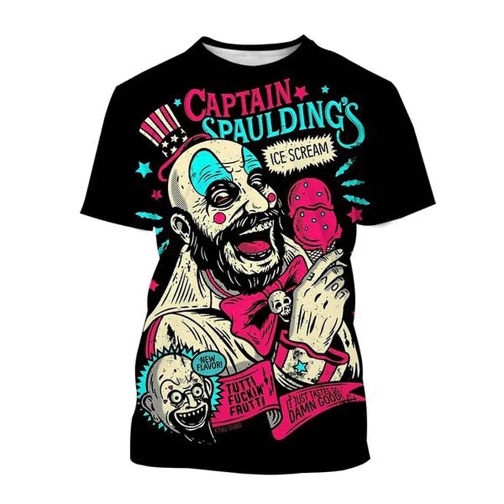 2025 Hot Sale Captain Spaulding Funny 3D Print T-Shirt House of 1000 Corpses Men's Fashion Hip Hop Harajuku T shirt Streetwear