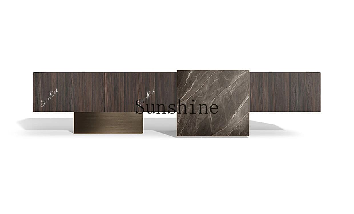 Italian minimalist TV cabinet rock slab advanced sense solid wood modern decoration light luxury large flat  FT