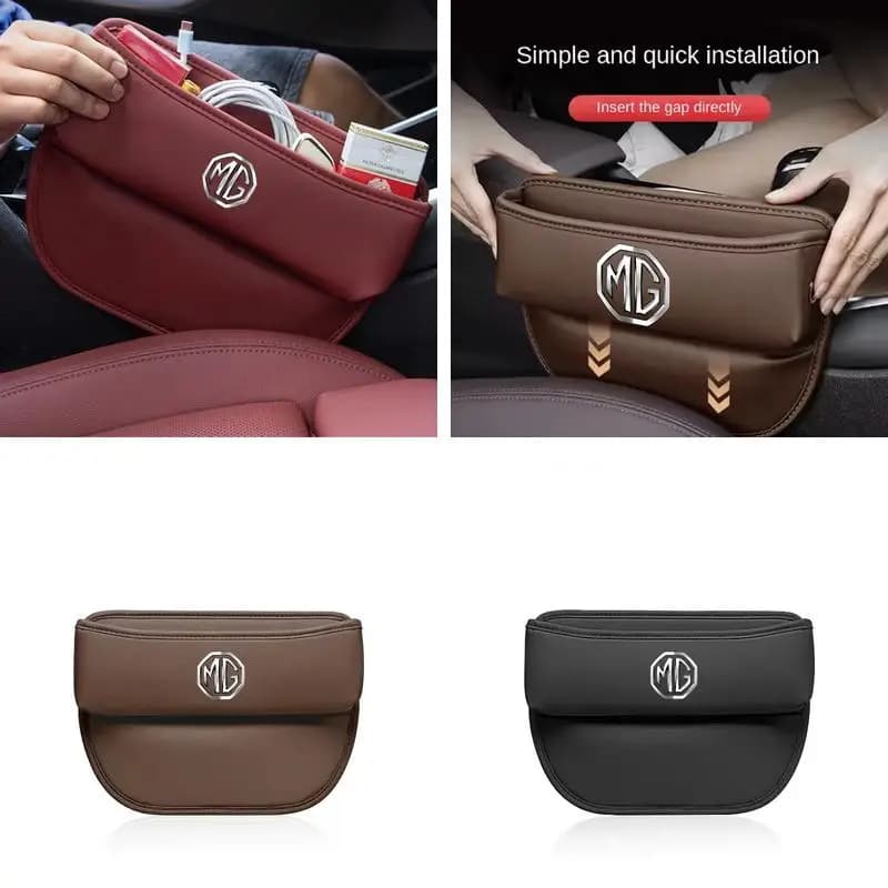 Car Seat Crevice Gap Filler Storage Bag PU Leather Organizer Pocket for MG ZS HS MG3 MG5 MG6 MG7 GT GS Accessories