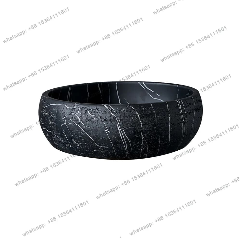 Minimalist light luxury wash basin black countertop basin creative art artificial stone travertine basin