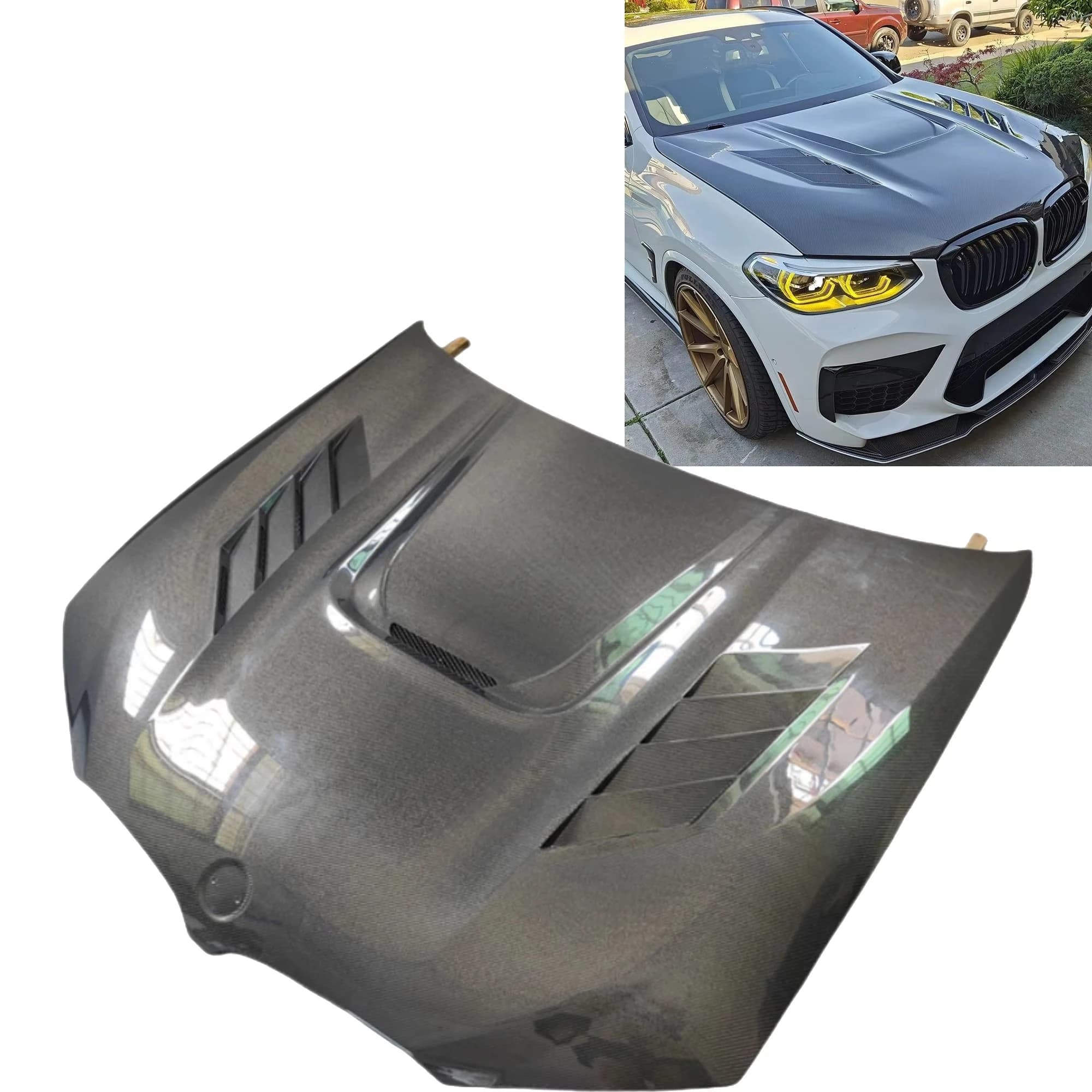 Carbon Fiber Vented Engine Hood Bonnet for BMW X3 G01 X4 G02 2018-2024 F97 F98 Replacement Carbon Hood Car Tuning Body Kit Parts
