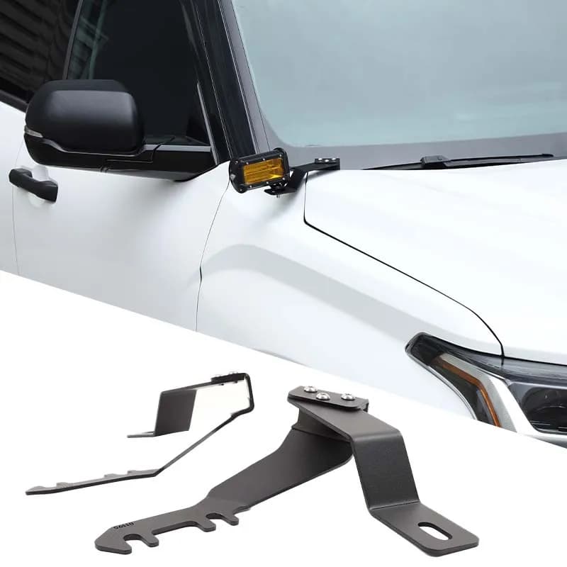For Toyota Tundra 2022-2025 Carbon Steel Black Car Engine Hood Work Light Mounting Bracket Holder Trim Car tools Accessories