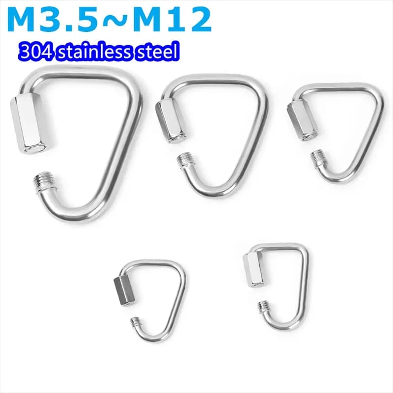 Carabiners Triangle -Ring Buckles Spring Carabiners Snap Hooks Clip Keychains Outdoor Backpack Pendant Buckles Camping Tool
