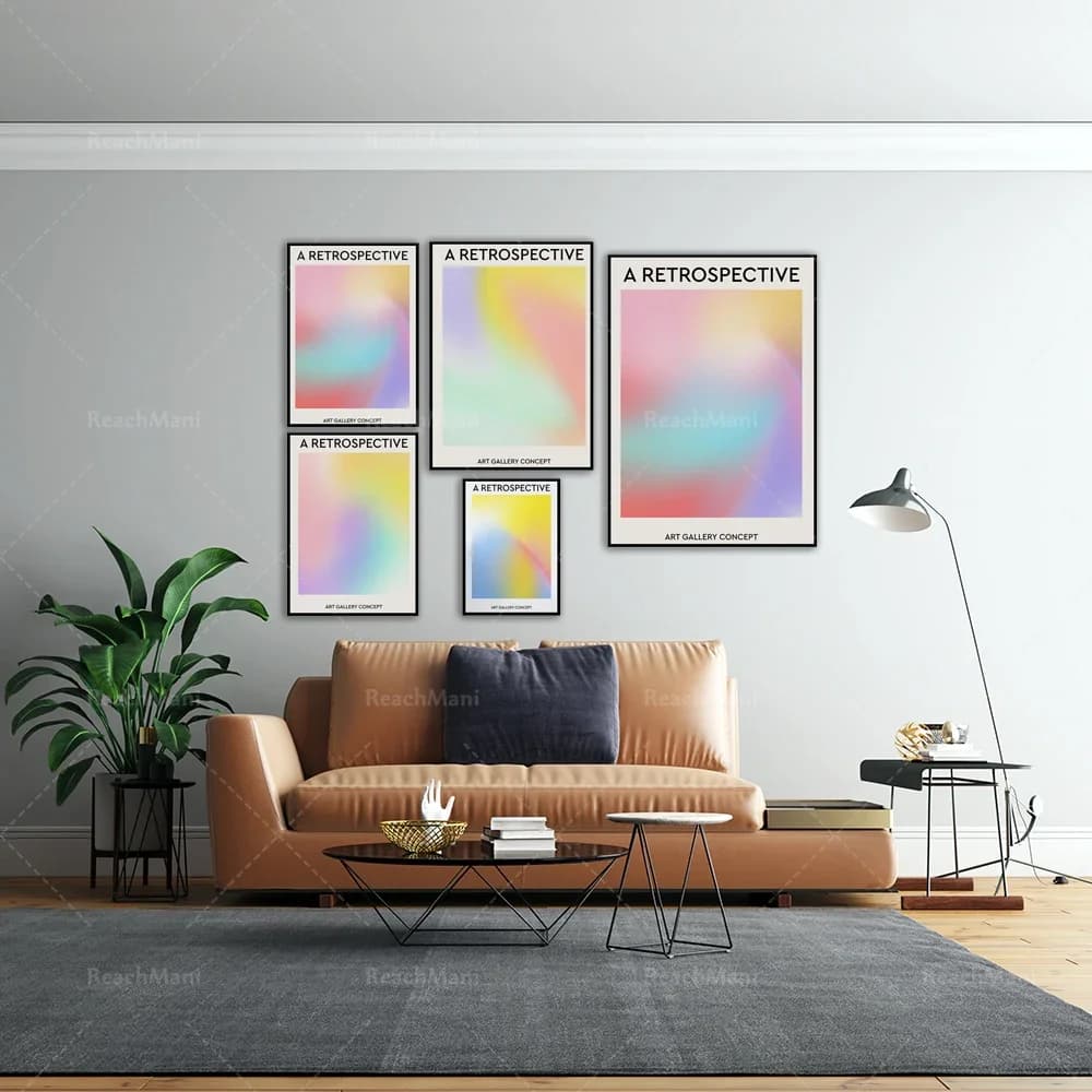 Canvas Gradient Posters Soft Gradients Retro Aesthetics Holography Medieval Modern Colors Psychedelic Abstract Wall Art Decor