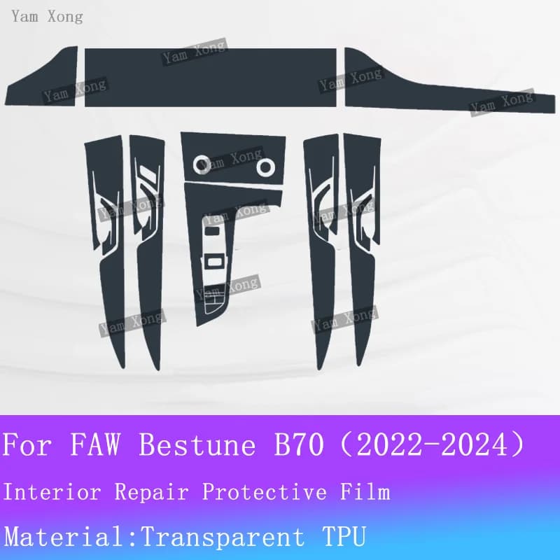 Car Interior Protective Film For FAW Bestune B70 2022-2024 Dashboard Cover Center Console Film Anti Scratch Carbon Fiber