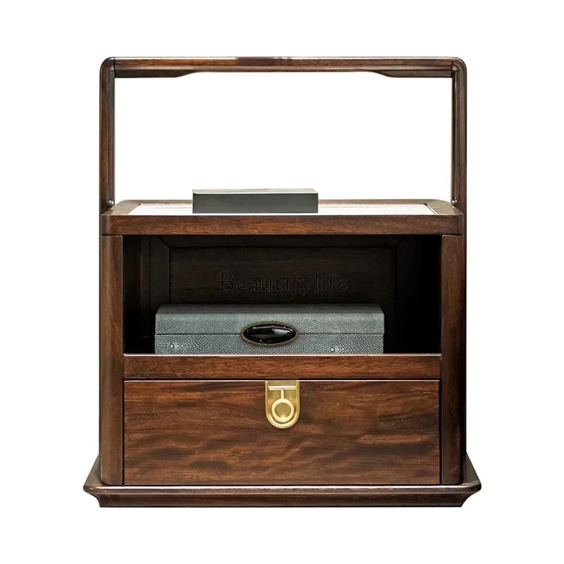 FGNew Chinese Ebony Bedside Table Solid Wood Bedside Cabinet Bedroom Furniture