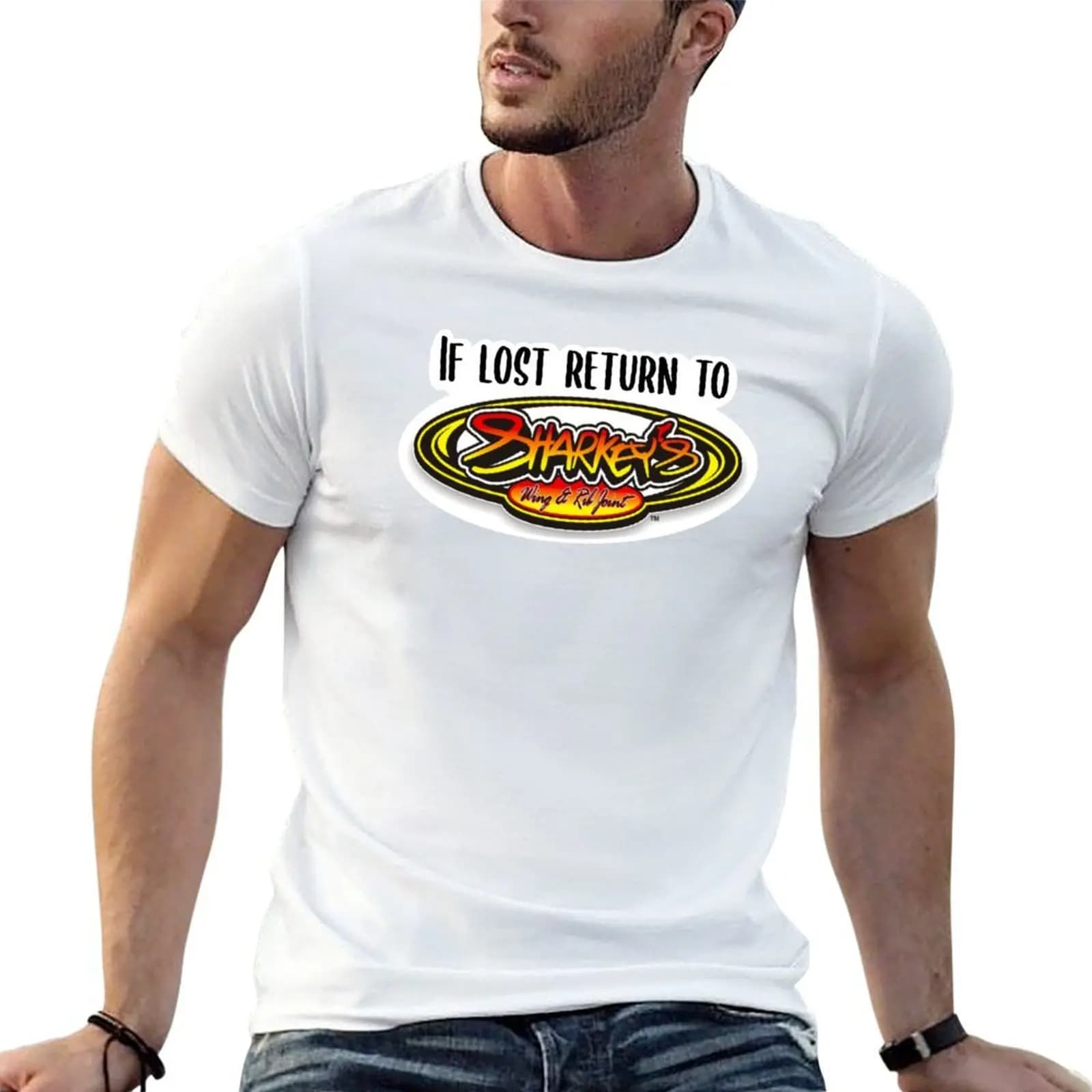 If lost return to Sharkeys T-Shirt graphic shirts blacks mens designer clothes