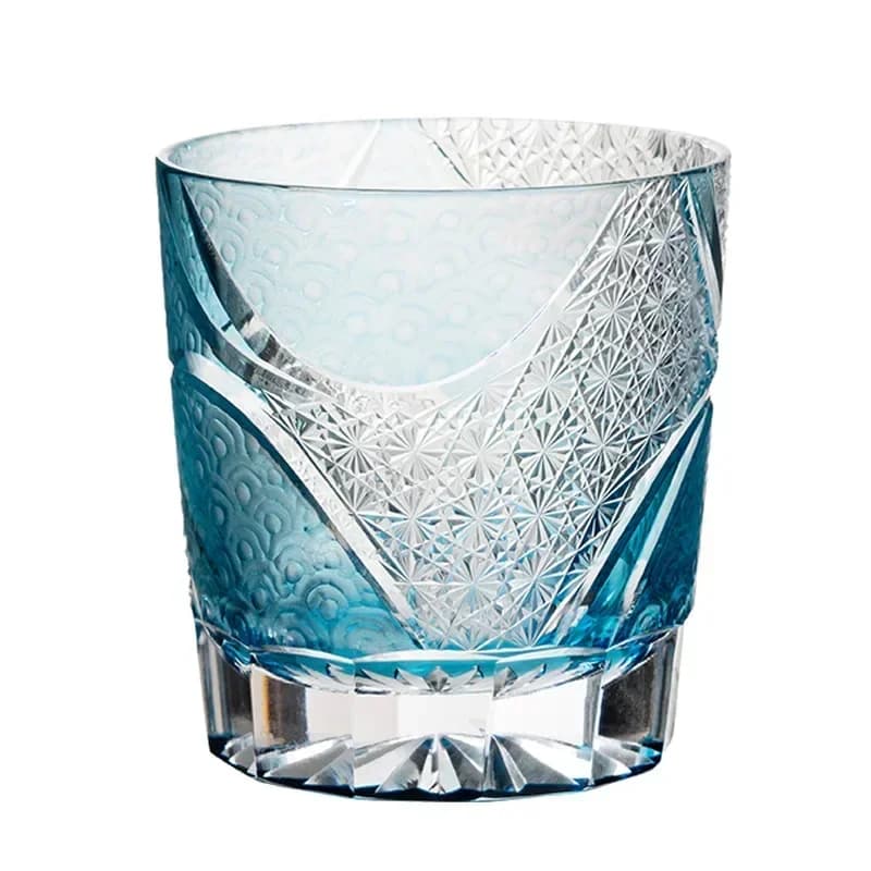 Ink blue cloud hand-carved glass, whisky glass, gift box for gifts