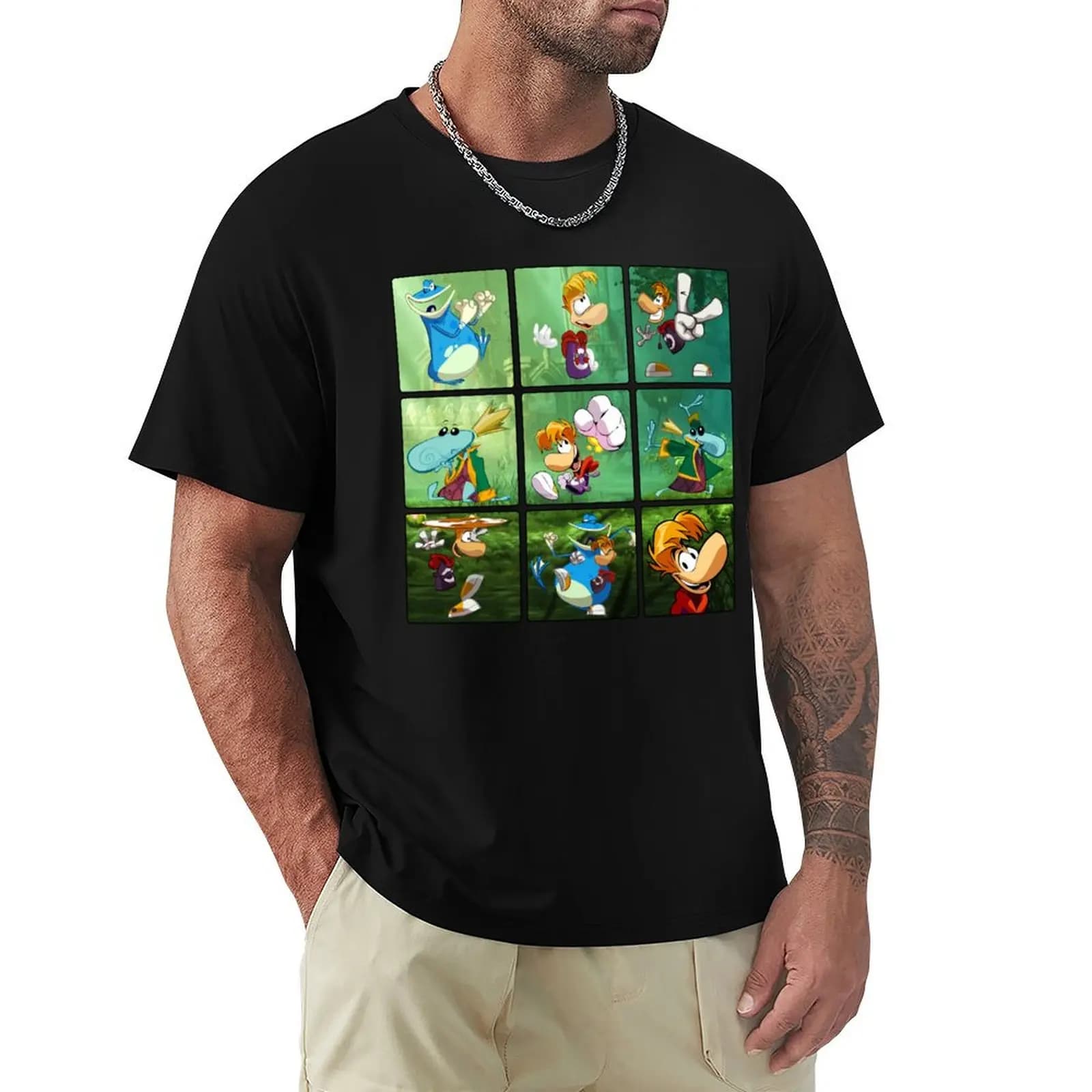Retro Rayman Characters Squares T-Shirt graphic t shirts shirts graphic anime figures mens t shirt