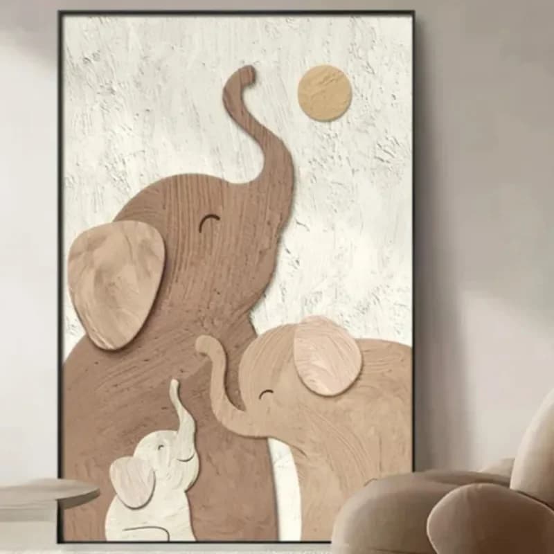 Luxury Elephant Wall Art Modern Living Room Decor Fantasy Texture Painting High-End Sofa Background Mural