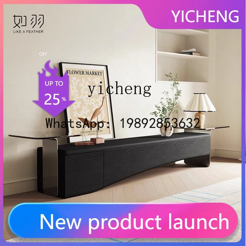 LYY household all solid wood black ash wood TV wall cabinet original