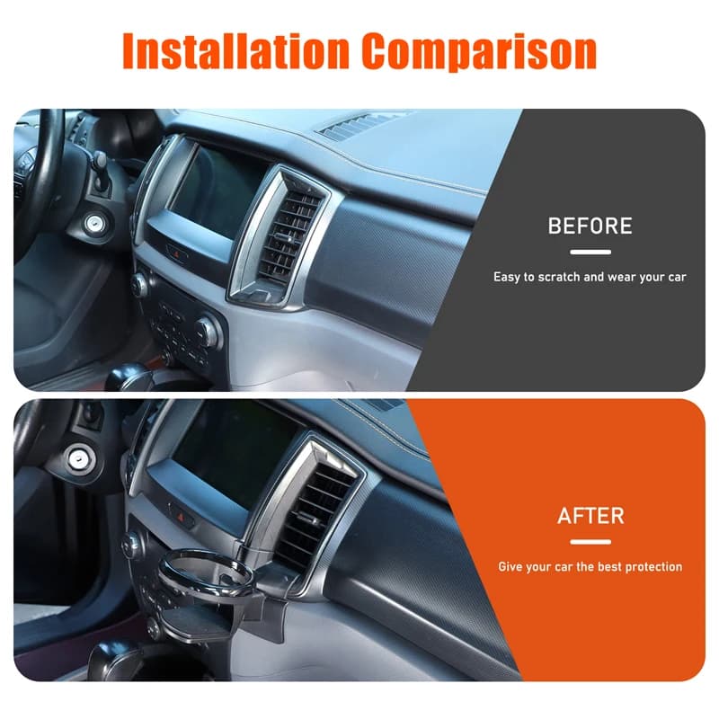 1Pcs ABS black For Ford Ranger 2015-2021 car navigation screen water cup holder car interior modification accessories
