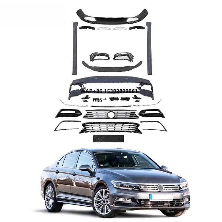 Car Accessories R Style Body Kit for  Passat B8 2015  PP Front Bumper Grille Side Skirts Rear Diffuser Body Kit