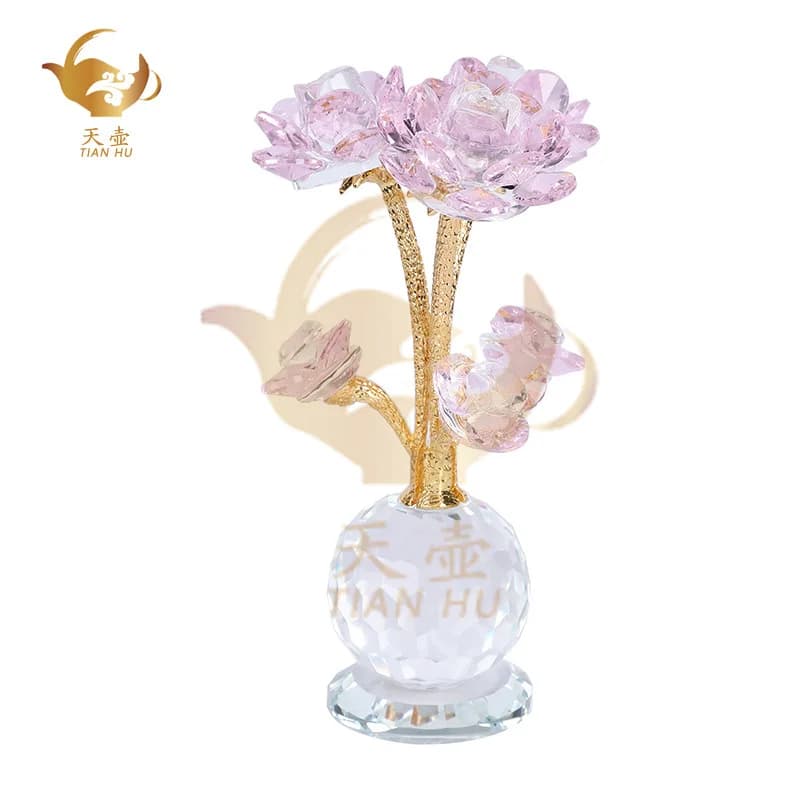 PYJ lotus light luxury living room decoration creative crystal glass handicraft ornament