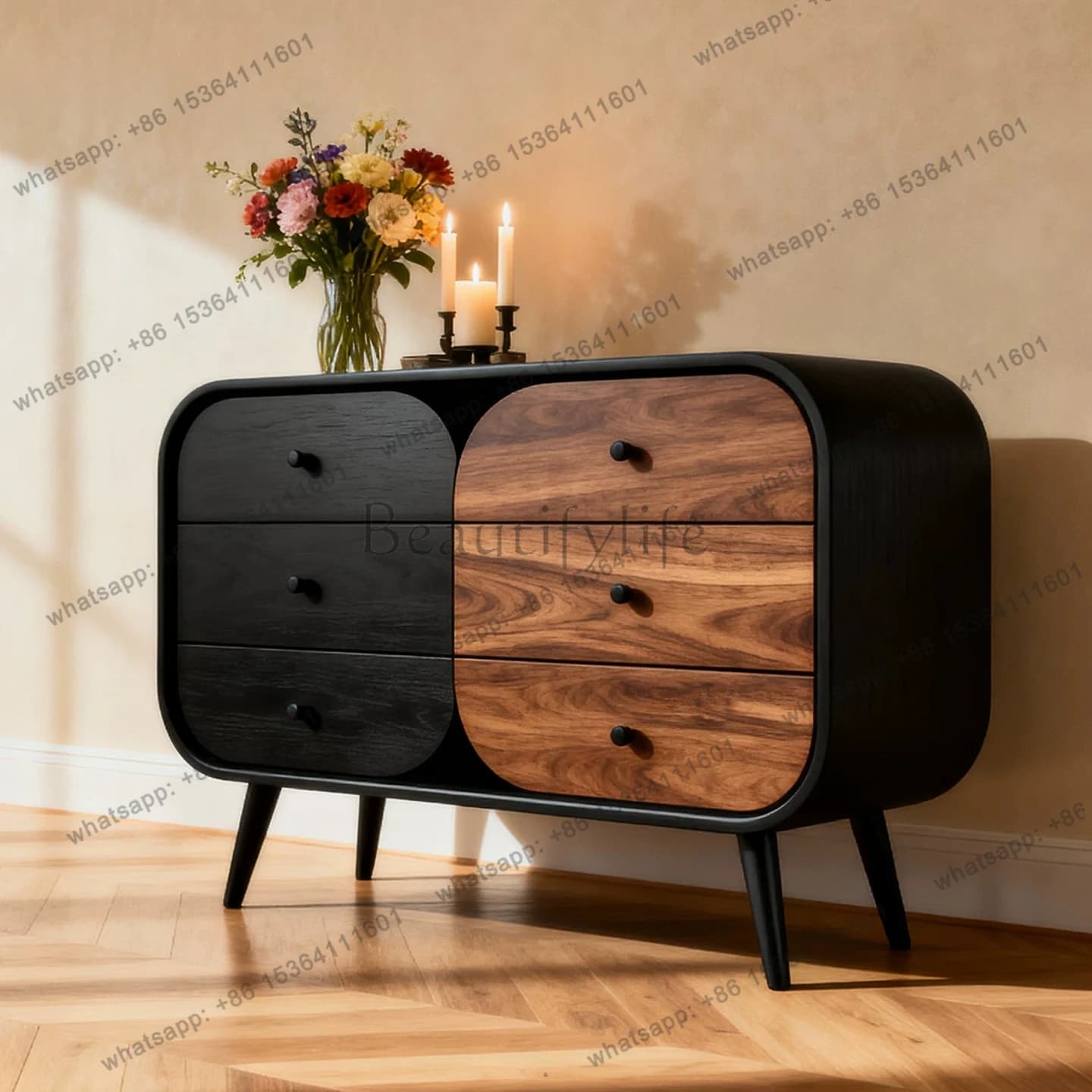 8Designer art medieval style sideboard simple entrance cabinet dining solid wood storage multi-functional storage cabinet