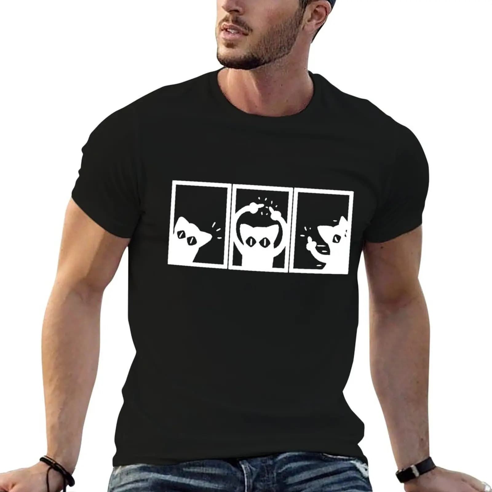 Tri-cat T-Shirt Soft Cotton Print T-Shirt