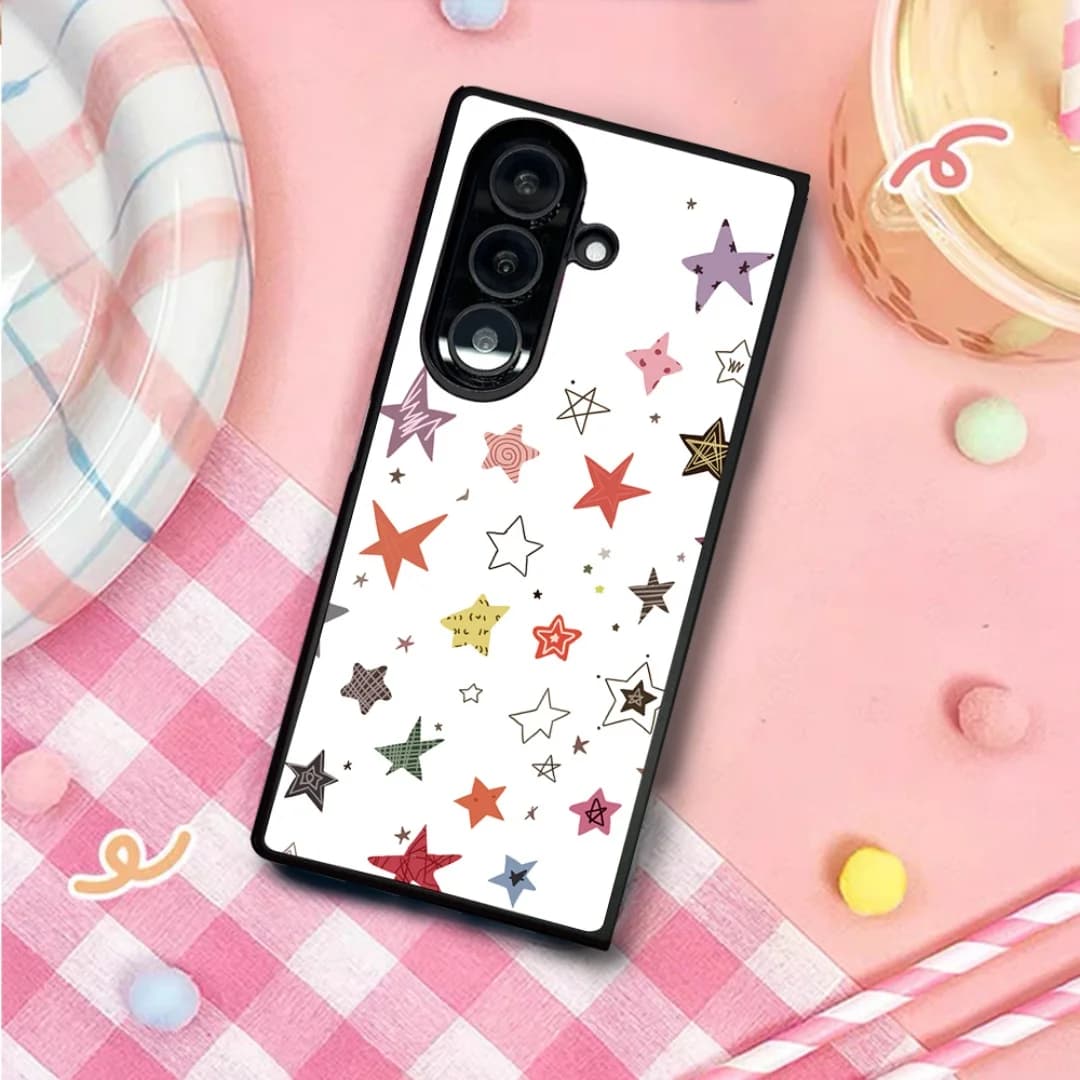 INS Colorful stars minimalist niche style phone case for Samsung Galaxy Z Fold 7 5 6 ZFold5 anti drop phone case