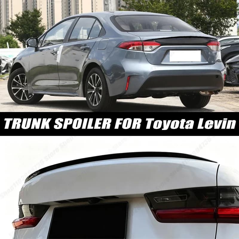 120CM Glossy Black Soft Rubber Universal Rear Trunk Spoiler 5D Carbon Look Tail Wing Fit For Toyota Levin Sedan Accessories