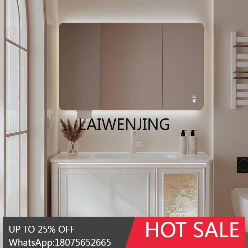 new cream white rubber wood ceramic integrated basin bathroom combination