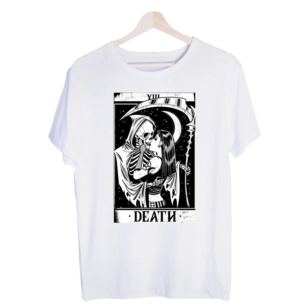 Men's Skeleton and Moon Graphic Tee, Short Sleeve Crew Neck T-Shirt for Gothic Streetwear and Casual Outfits