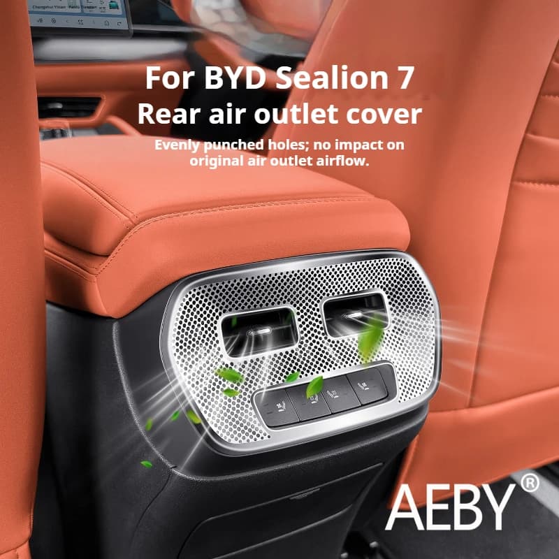 AEBY For BYD Sealion 7 2024 Rear Vent Protective Cover Car Air Conditioner Outlet Grille Guard, Dust Proof Interior Trim Sticker