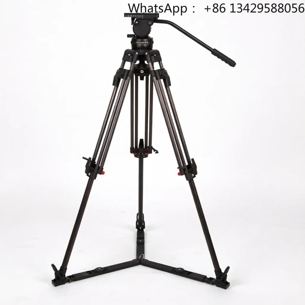 Broadcast CCTV Equipment Jiepai V15 Professional Heavy-Duty Video Camera Carbon Fiber Tripod with Fluid Head 15kg Load Capacity