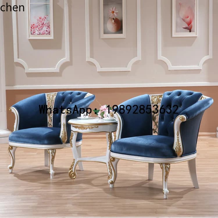 A1  all-solid wood sofa chair combination living room, single seat chair, neoclassical negotiation reception chair