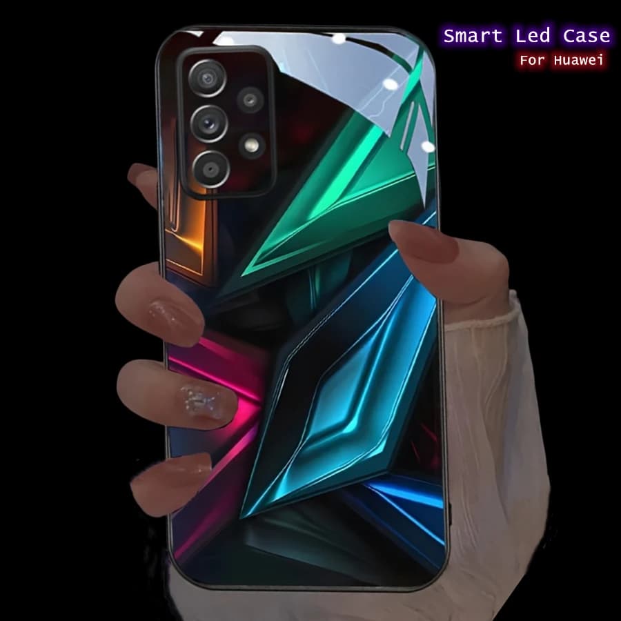 Art LED Flash Phone Case For Honor 200 90 Y9S Magic 7 Lite Luminous Glass Bumper Cover For Huawei P20 P30 P40 Pro Lite Mate 20
