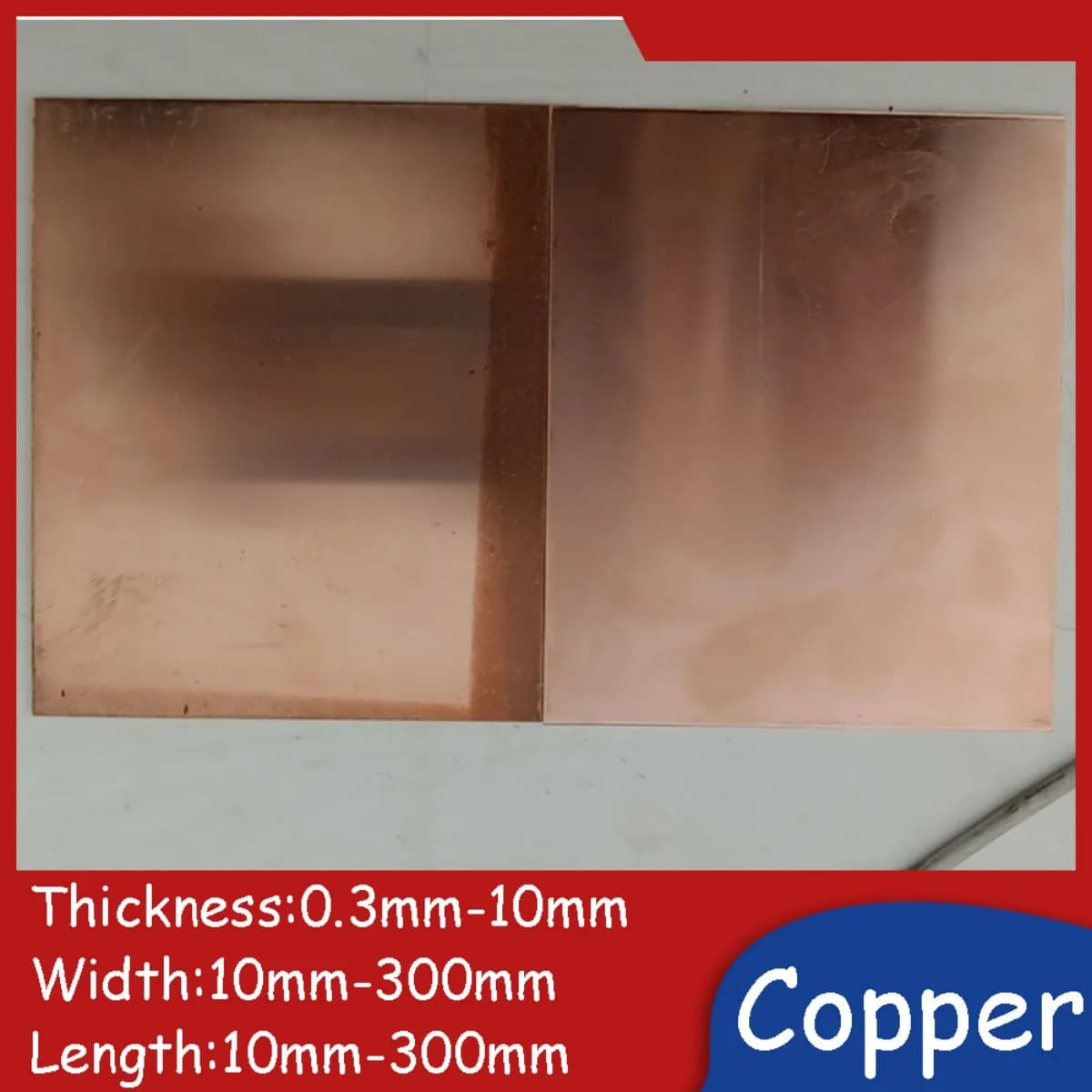 Copper Plate Electrical and Thermal Conductivity T2 Metal Sheet Heat-conducting Heat Sink Metal Flat Panel Mat 10mm-300mm