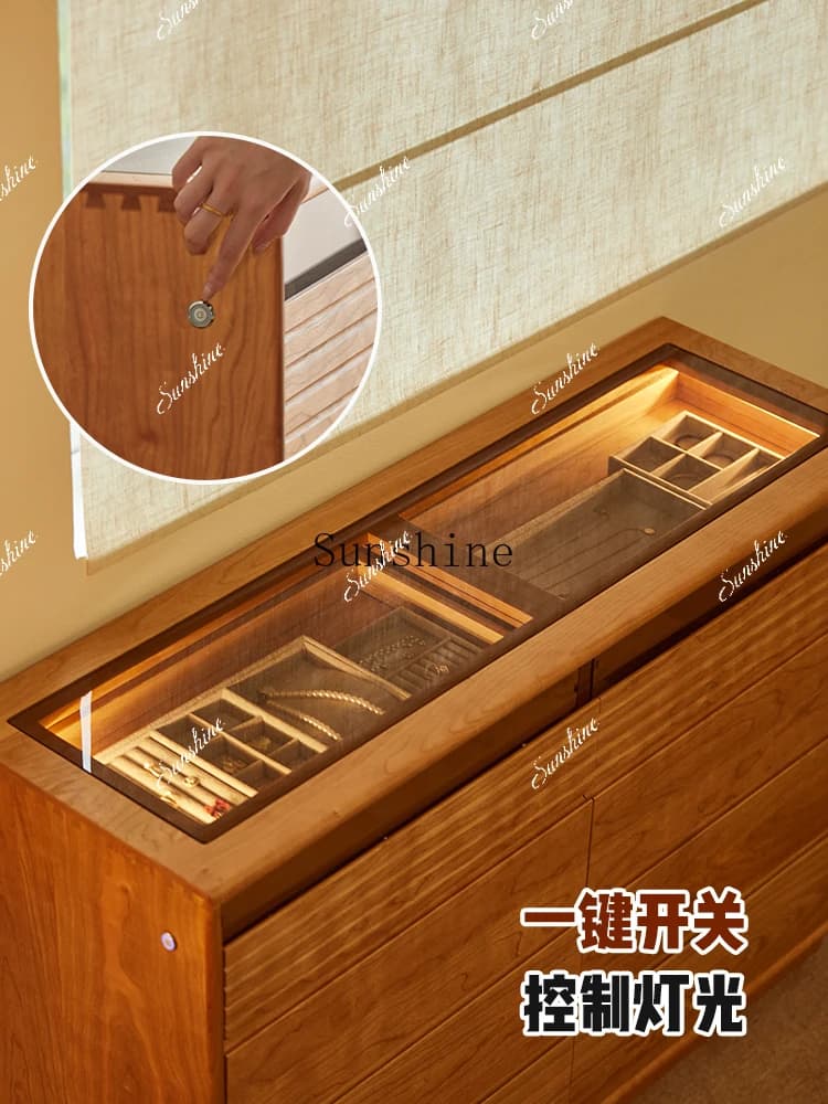 Ultra-thin 30cm solid wood eight-bucket cabinet cherry wood bedroom locker narrow storage  FT