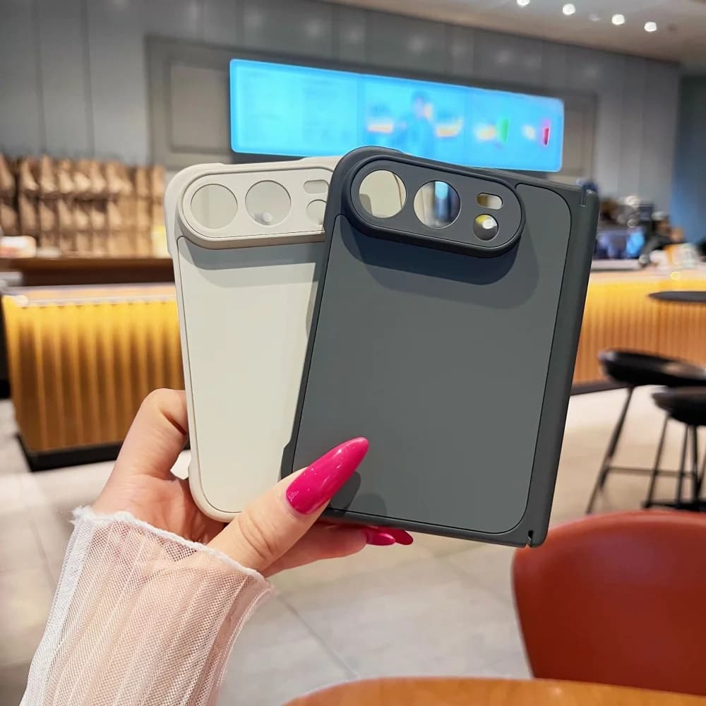 Matte Solid Color Foldable Phone Case for iPhone Duo Integrated Camera Lens Protection Shockproof Hard Protective Cover