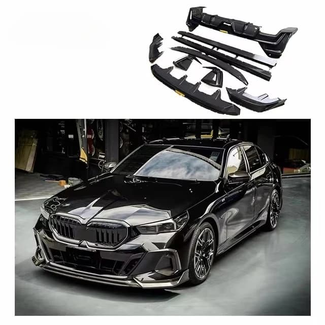 For BMW 5 Series G60 G68 Carbon Body Kit with Front Lip Diffuser Rear Spoiler Side Splinter