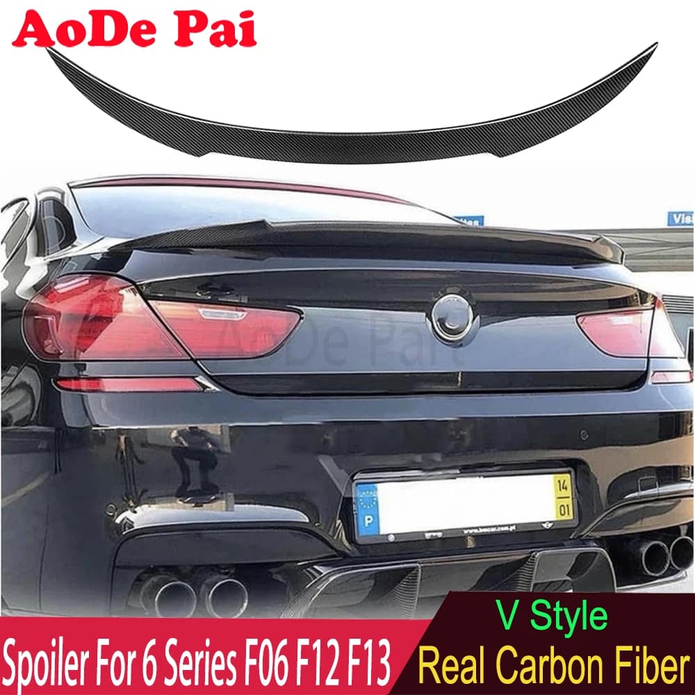 High Quality of Carbon Fiber Rear Boot Trunk Wing Spoiler Lid For BMW 6 Series F06 F12 F13 2012-2016 Coupe V Style Real Carbon