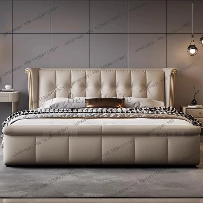 King size leather bed 2 people 180x200cm Modern elegant comfortable bedroom beds luxury design camas de dormitorio furniture