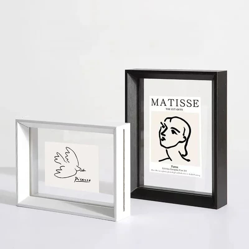 Double-Sided Wooden Photo Frame Transparent Acrylic Mount 6/7-inch Desktop Decoration Postcard Display Eco-Friendly Home Decor