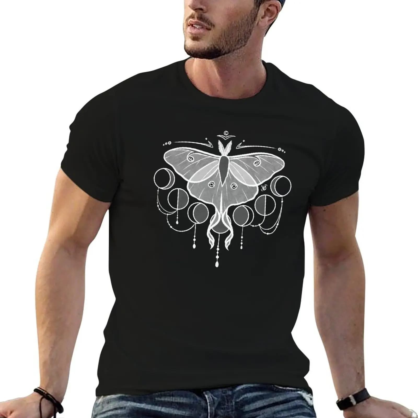 Midnight Luna Moth T-Shirt oversized blue archive mens t shirt graphic