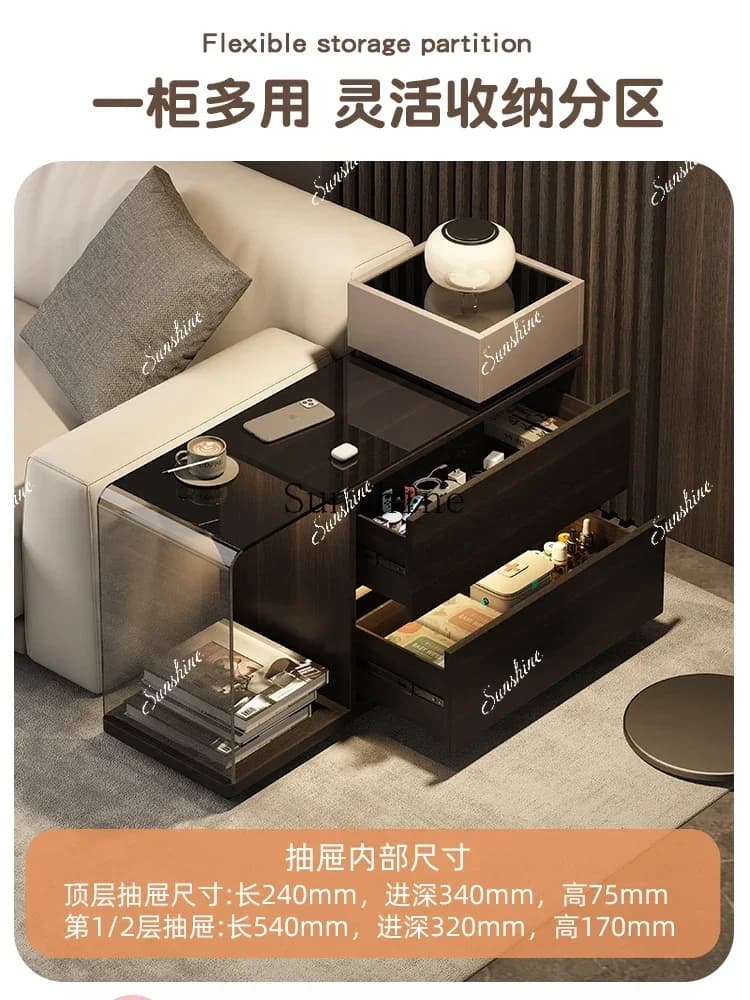 Italian minimalist storage side cabinet light luxury high-end home living room small coffee table  FT