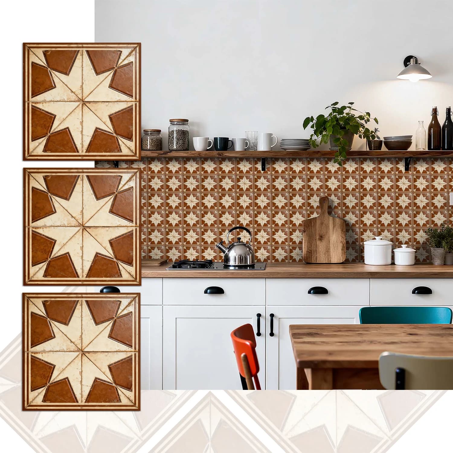 36 floral pattern kitchen and bathroom tile stickers, self-adhesive wall decoration, home decoration wall stickers