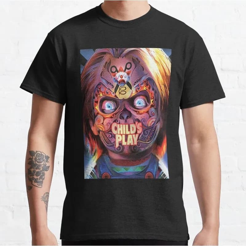 Chucky Child's Play Graphic T-Shirt Killer Doll Unisex Tee 0126 Cotton Short Sleeve Cult Slasher Horror Halloween Casual Tops