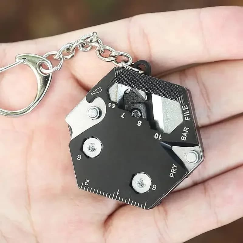 Pocket folding mini gear nail multifunctional hexagonal coin outdoor EDC tool hexagonal folding coin knife keychain screwdriver
