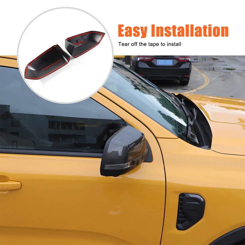 2Pcs ABS carbon fiber For Ford Ranger Ranger 2023+Car exterior rearview mirror cover decorative sticker car exterior accessories