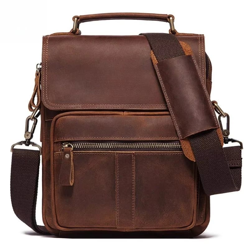 Casual men's shoulder bag men's retro handbag messenger bag genuine leather waterproof sling business single bag