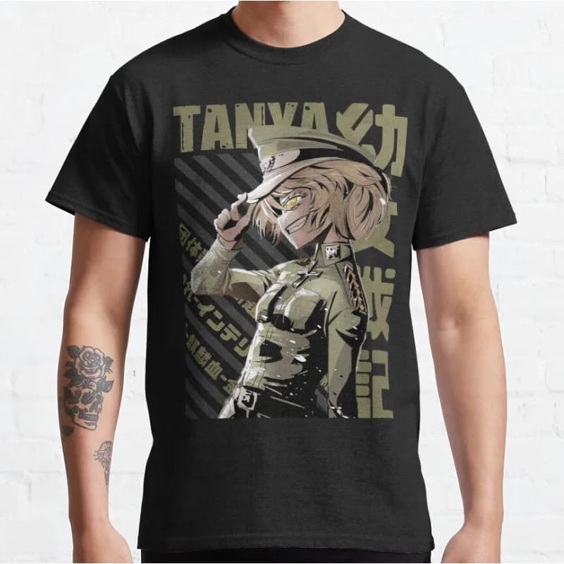 0516 Youjo Senki The Evil Tanya Degurechaff Gift t shirt Anime girls Graphic Tee 100% cotton print Y2K clothes Large size Tops