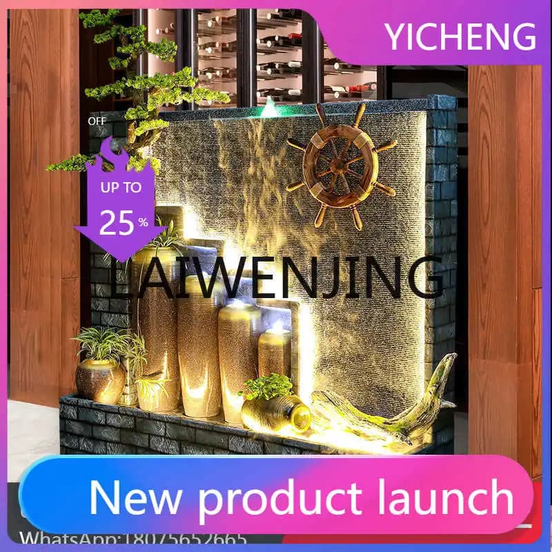 LYY New Chinese Rockery Water Curtain Wall Partition Screens Flowing Water Lucky Floor Garden Decoration