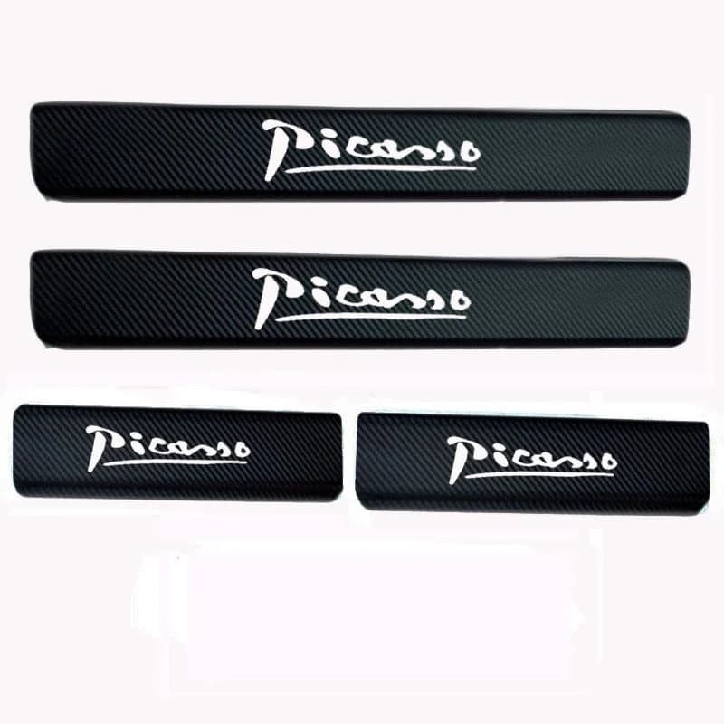 Car Door Sill Scuff Plate Guards Carbon Fiber vinyl Protector Stickers For Citroen Xsara C4 C3 Picasso car styling